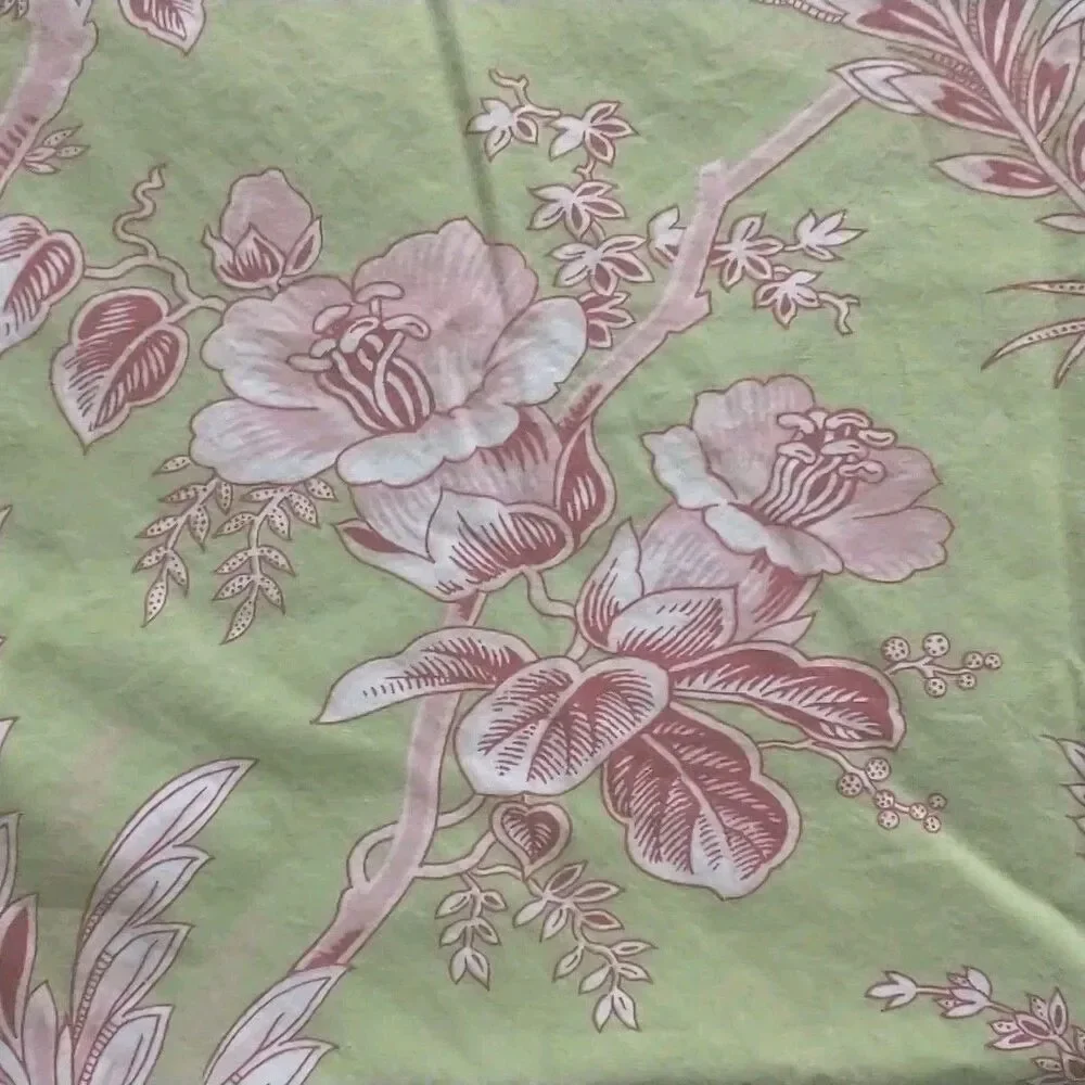 Pottery Barn Twin Duvet Cover Green Pink Floral Cotton Upcycle Crafters Diy